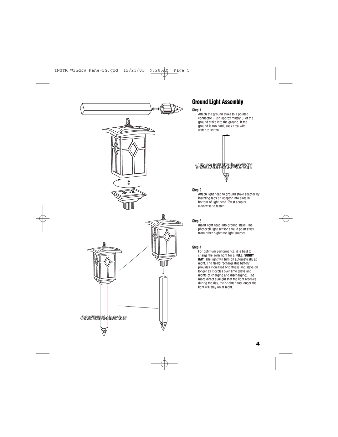 Brinkmann 822-2509-2 owner manual Ground Light Assembly 