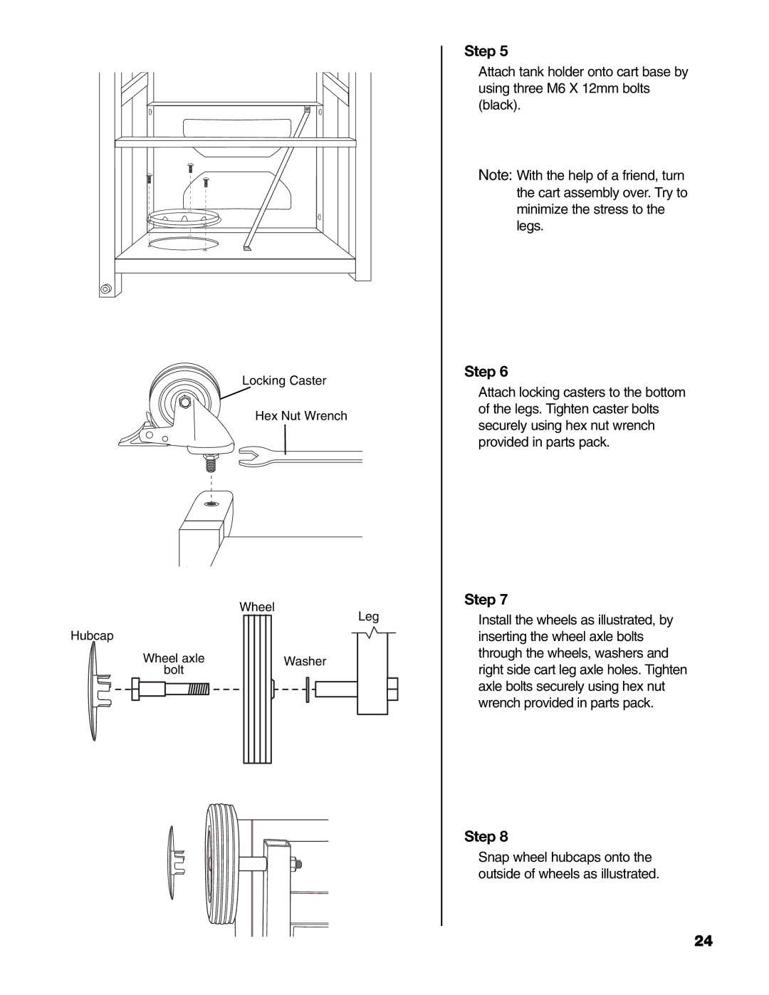 Brinkmann 8300 owner manual Snap wheel hubcaps onto the outside of wheels as illustrated 