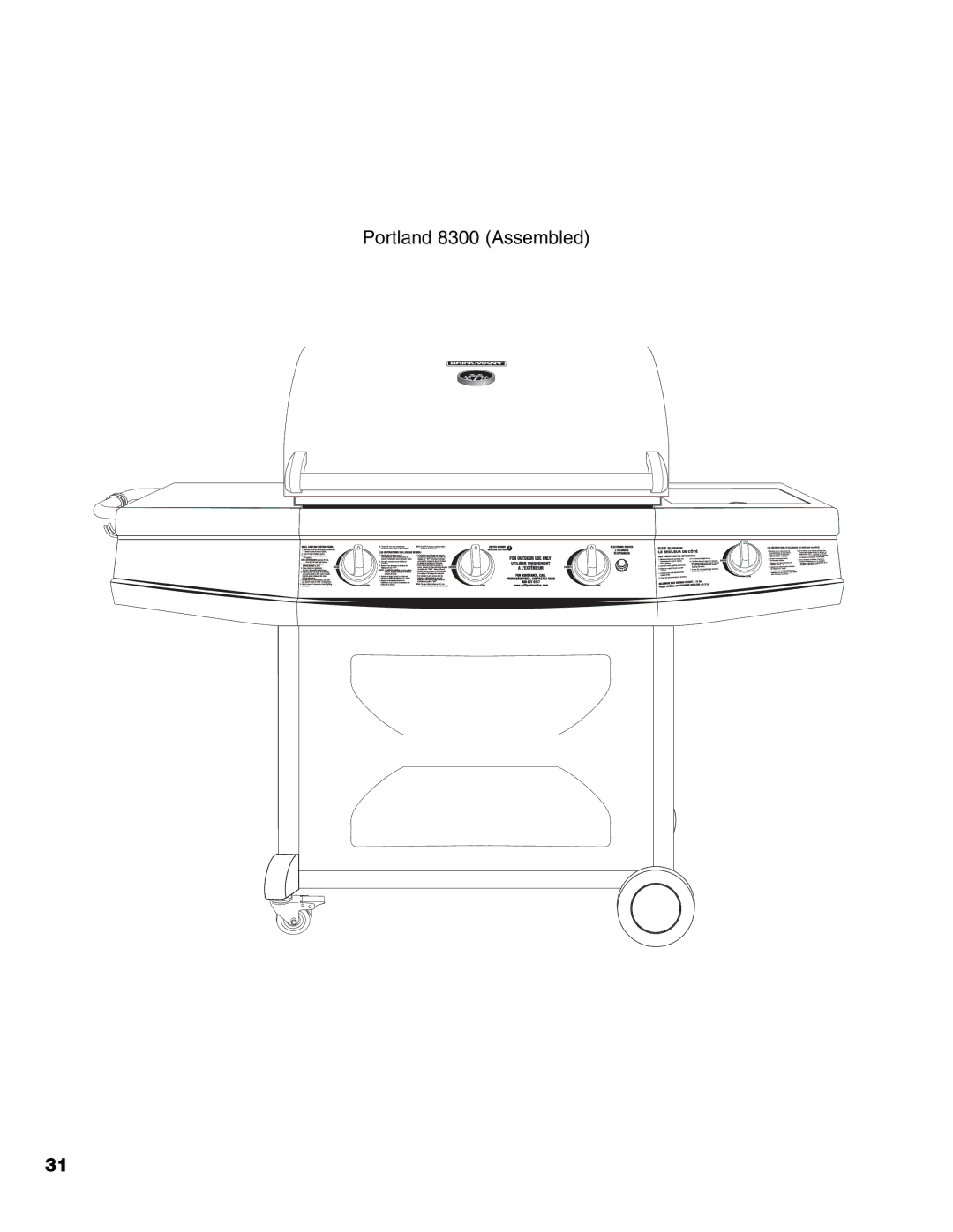 Brinkmann owner manual Portland 8300 Assembled 