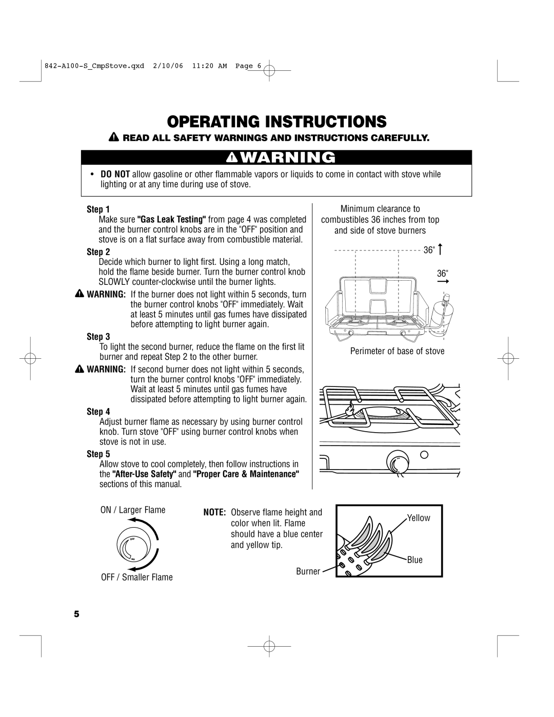 Brinkmann 842-A100-S owner manual Operating Instructions, Read ALL Safety Warnings and Instructions Carefully 