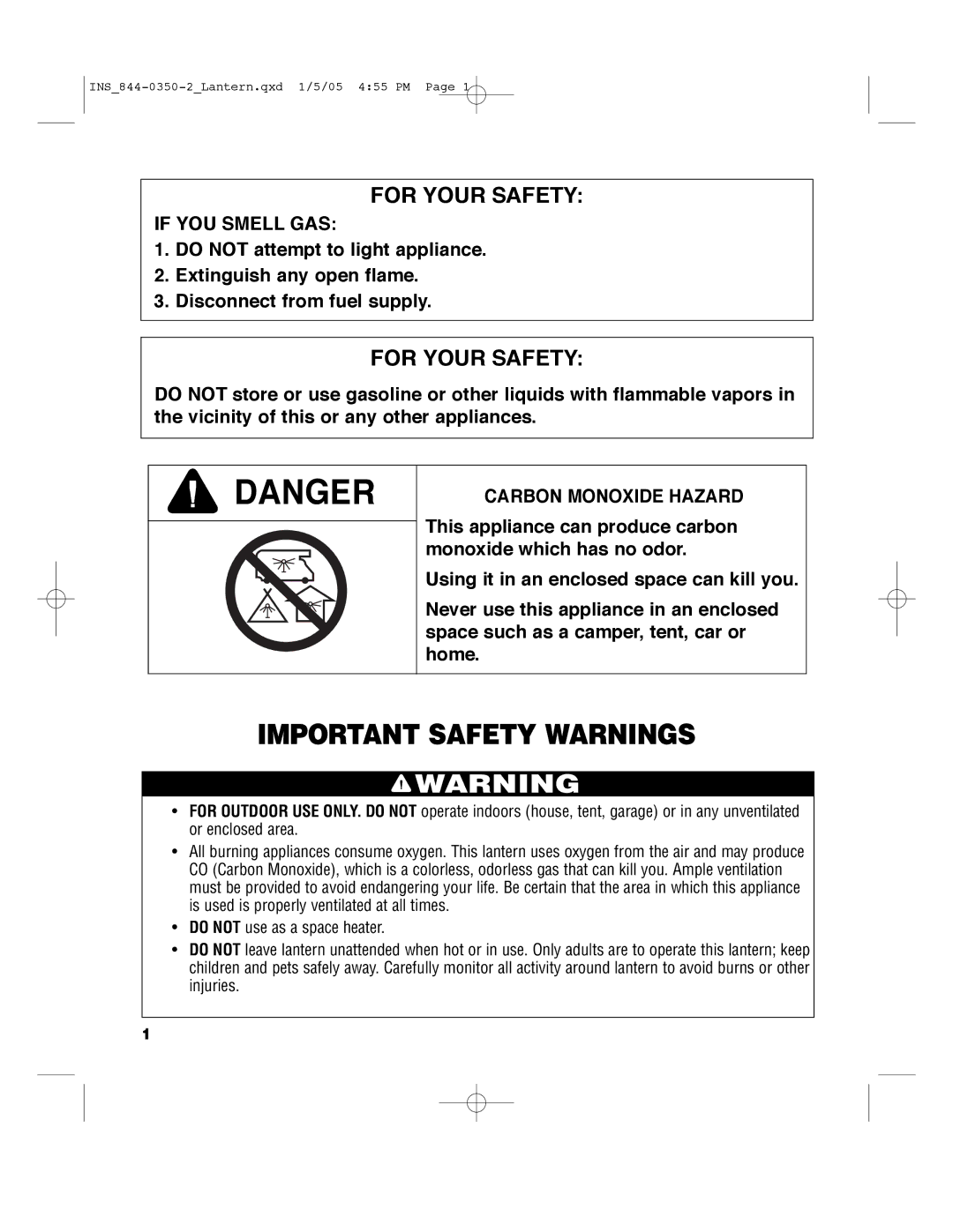 Brinkmann 844-0350-0, 844-0350-S, 844-0350-2 warranty Important Safety Warnings, For Your Safety 