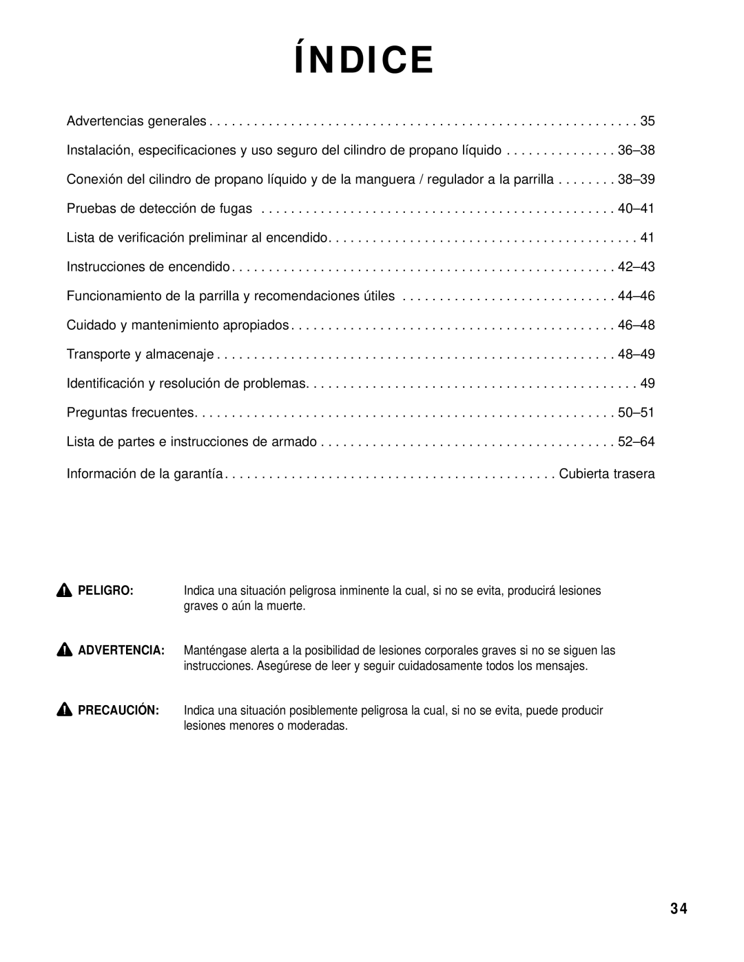 Brinkmann 8445 owner manual Índice 