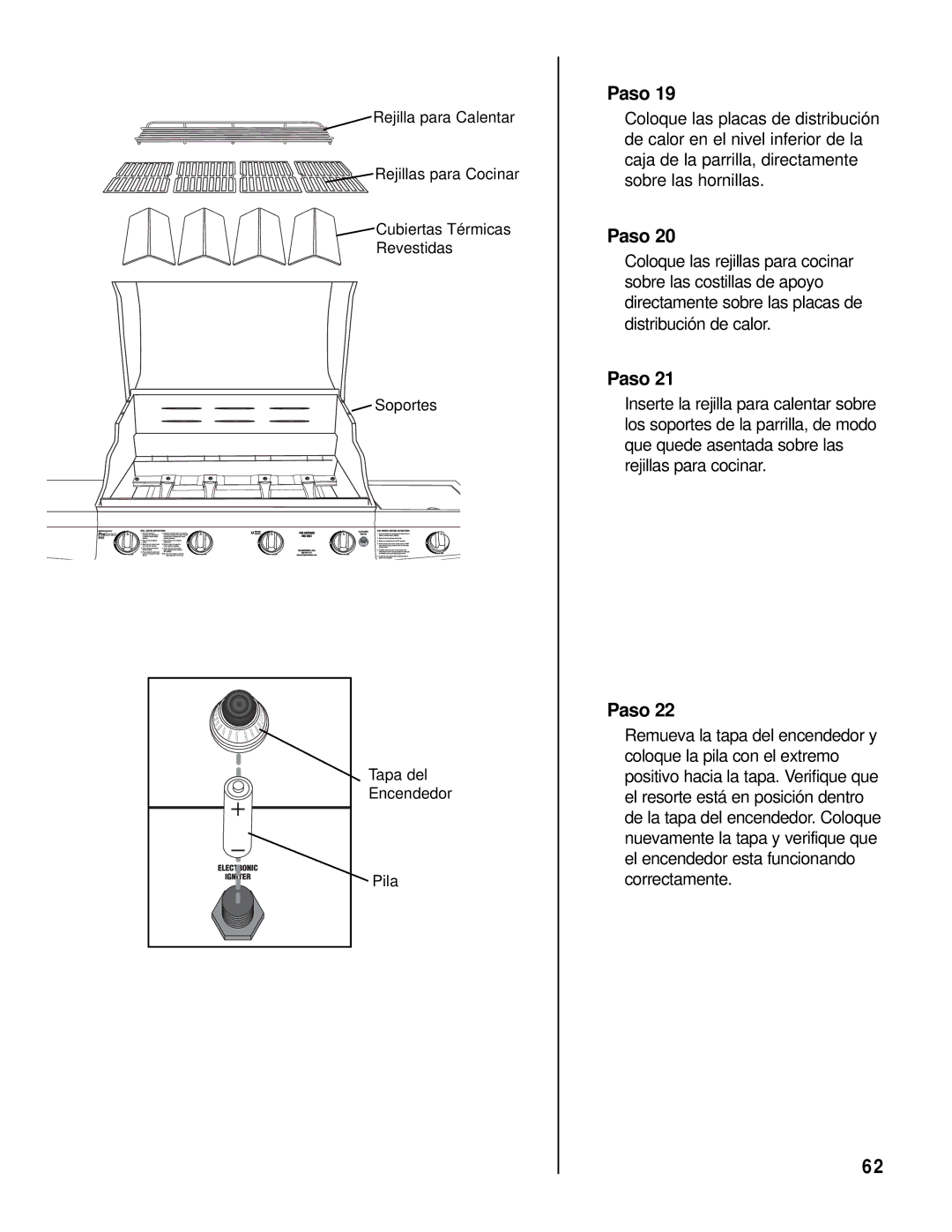 Brinkmann 8445 owner manual Rejilla para Calentar 