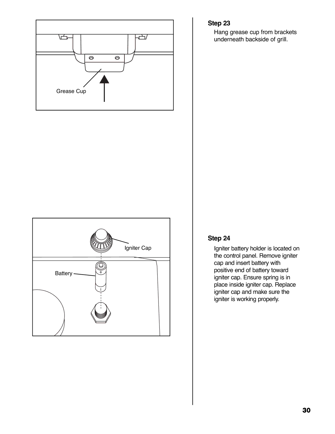 Brinkmann 9620 owner manual Hang grease cup from brackets 