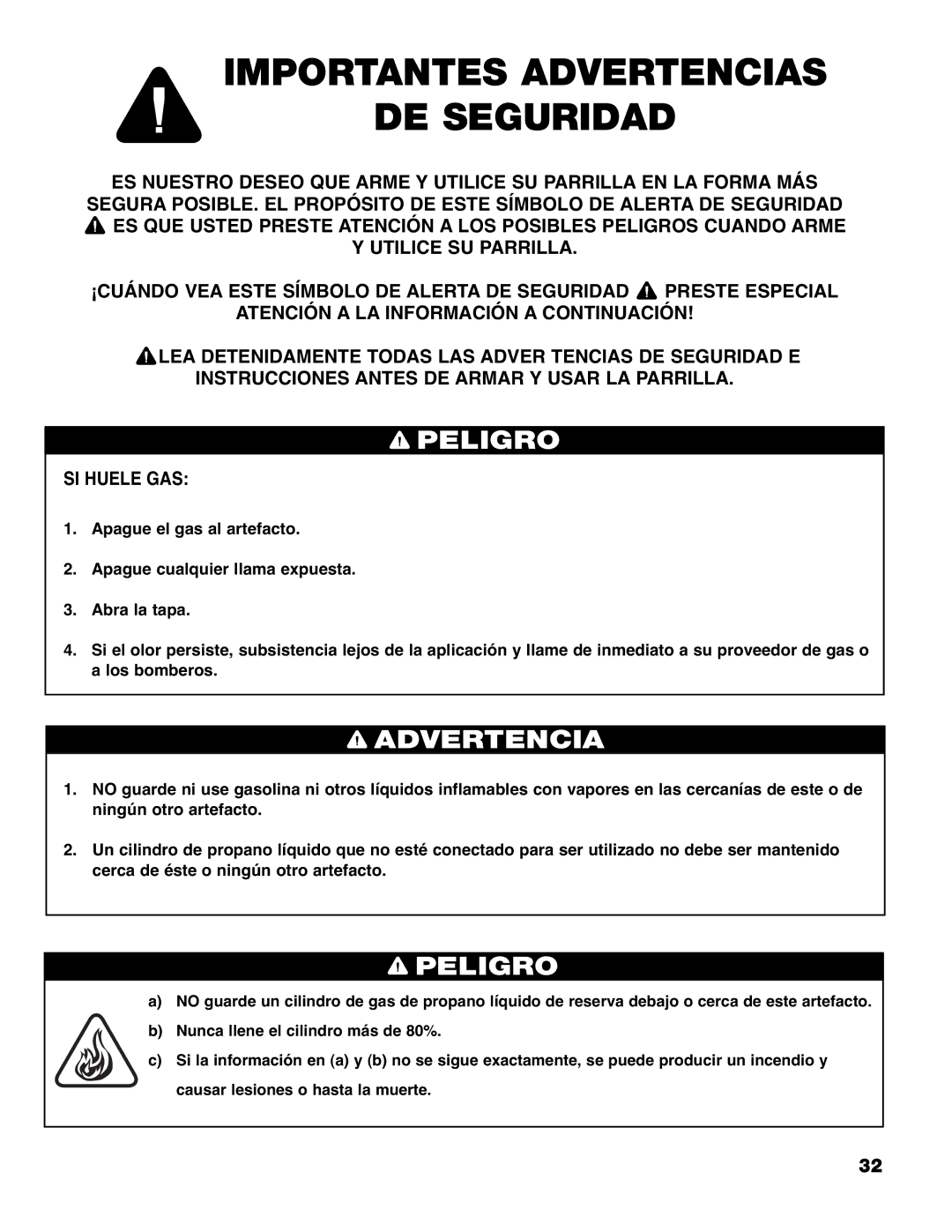 Brinkmann 9620 owner manual Importantes Advertencias DE Seguridad, Peligro 