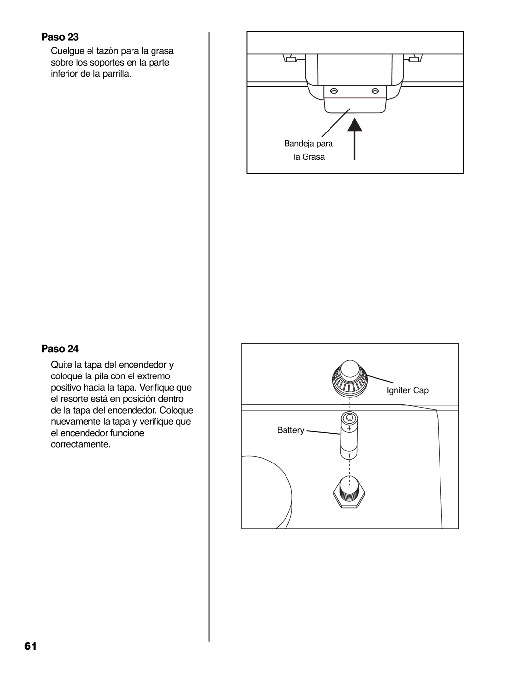 Brinkmann 9620 owner manual Bandeja para 