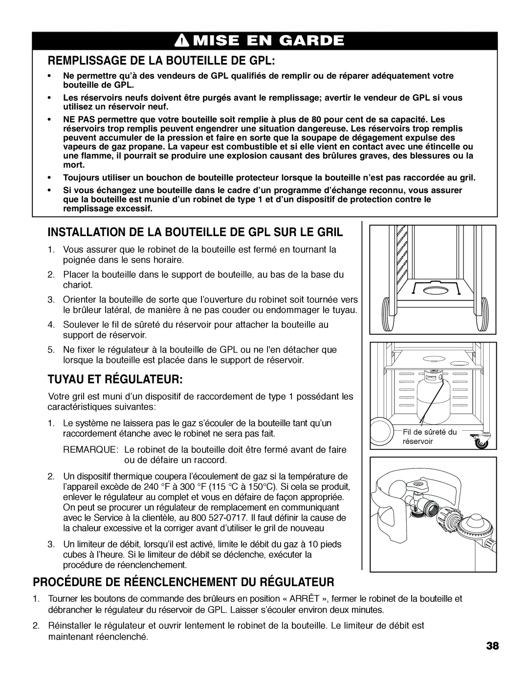 Brinkmann Austin Remplissage DE LA Bouteille DE GPL, Installation DE LA Bouteille DE GPL SUR LE Gril, Tuyau ET Régulateur 