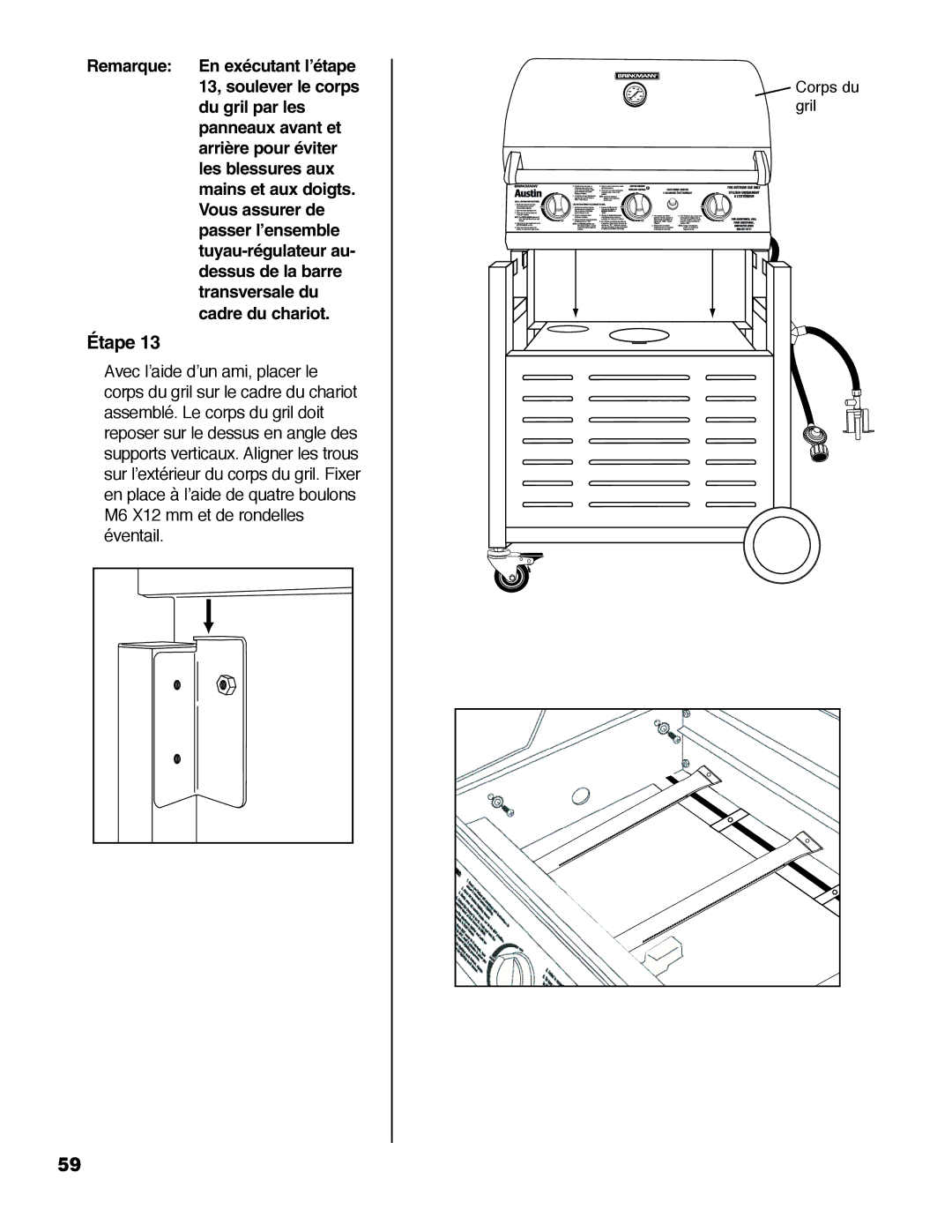 Brinkmann Austin owner manual Corps du Gril 