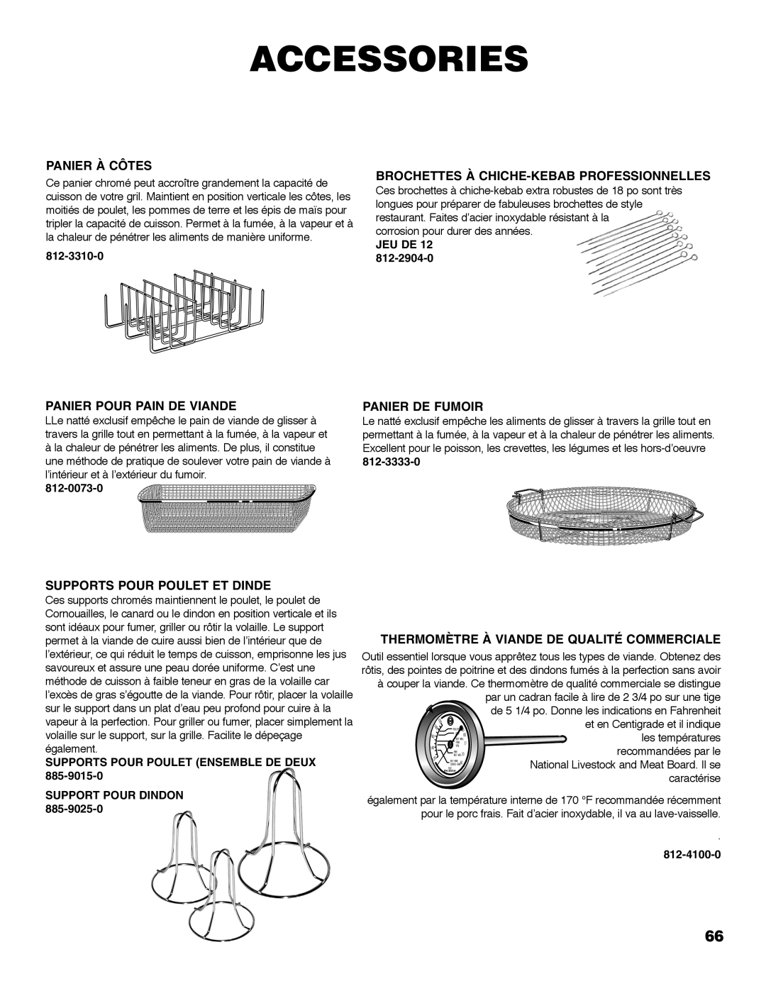 Brinkmann Austin owner manual Panier À Côtes 