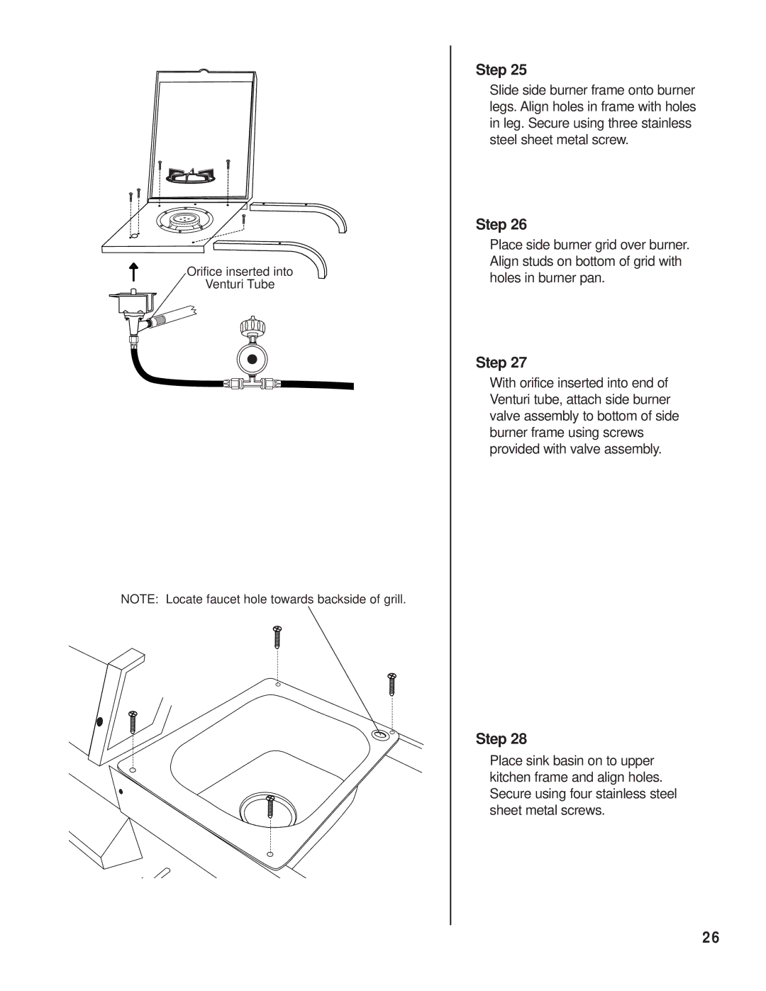 Brinkmann Backyard Kitchen owner manual Orifice inserted into Venturi Tube 