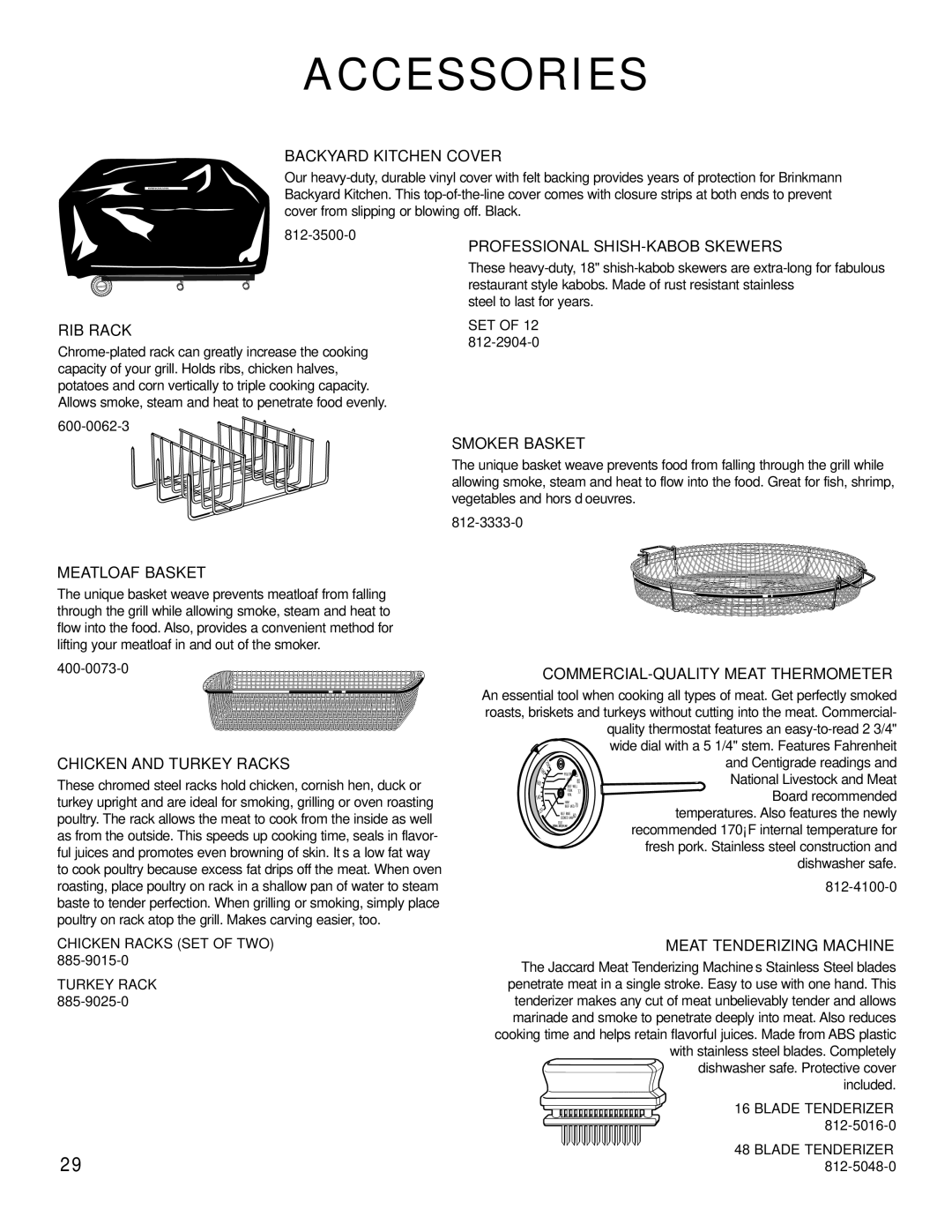 Brinkmann Backyard Kitchen owner manual Accessories 