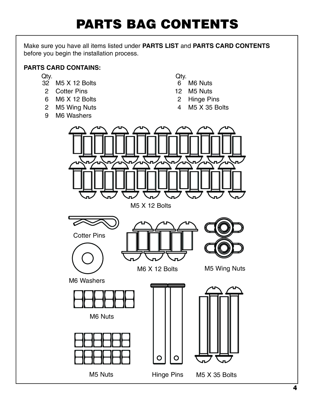 Brinkmann Charcoal Grill owner manual Parts BAG Contents 