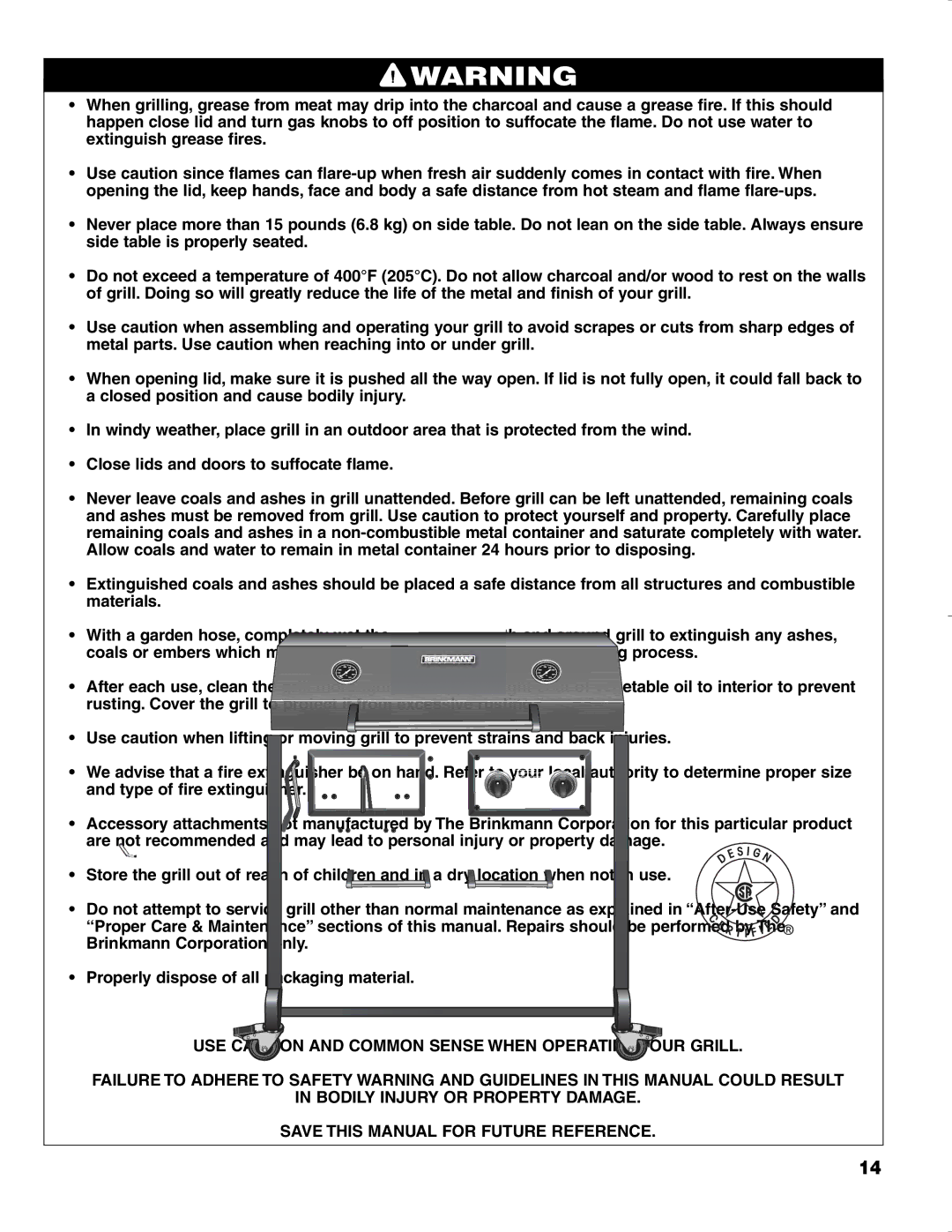 Brinkmann CHARCOAL SMOKER CHARCOAL GRILL owner manual 