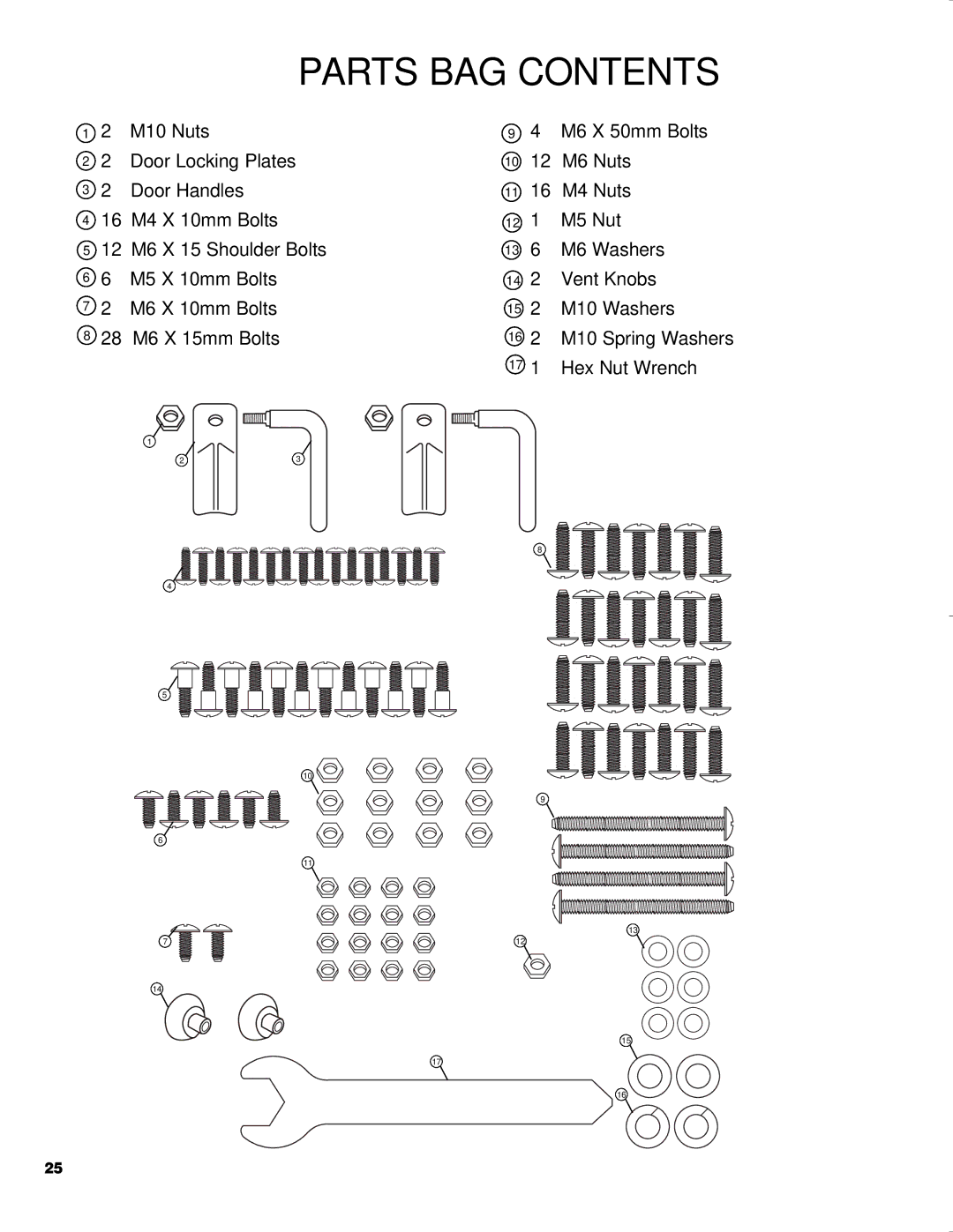 Brinkmann CHARCOAL SMOKER CHARCOAL GRILL owner manual Parts BAG Contents 