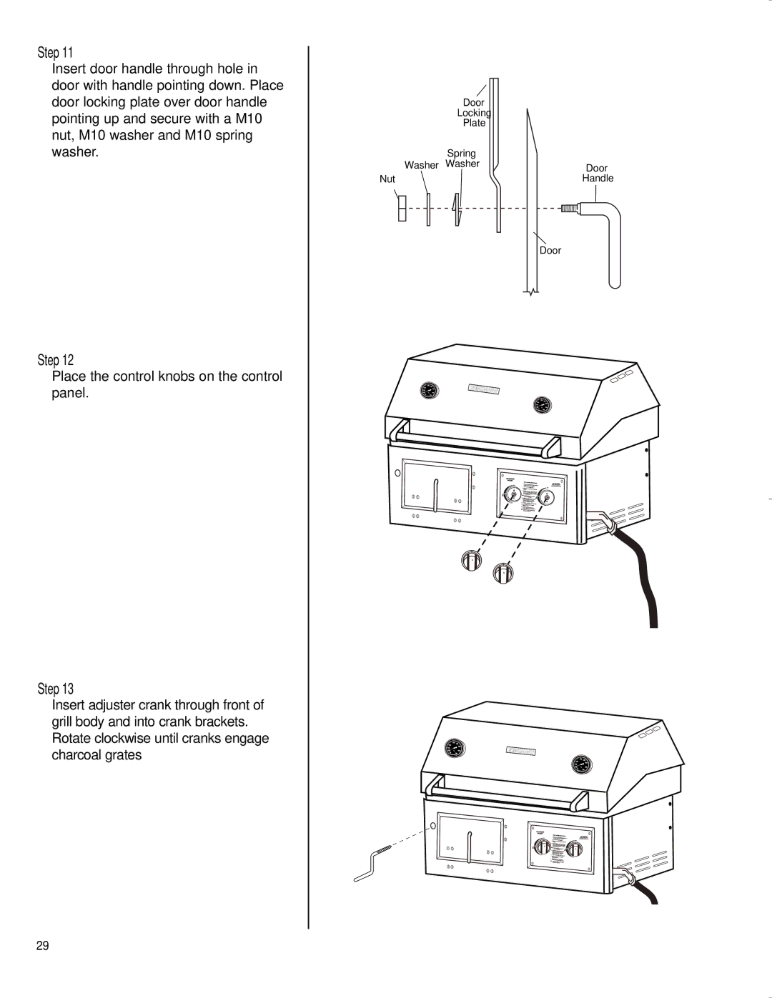 Brinkmann CHARCOAL SMOKER CHARCOAL GRILL owner manual Place the control knobs on the control panel 