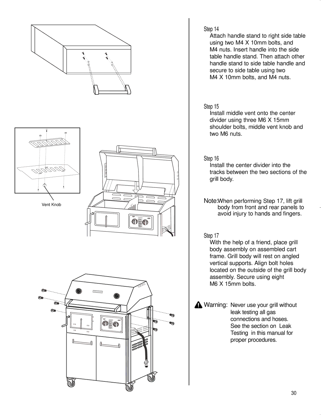 Brinkmann CHARCOAL SMOKER CHARCOAL GRILL owner manual M4 X 10mm bolts, and M4 nuts 