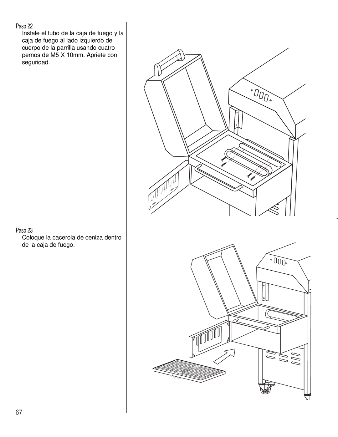 Brinkmann CHARCOAL SMOKER CHARCOAL GRILL owner manual Coloque la cacerola de ceniza dentro de la caja de fuego 