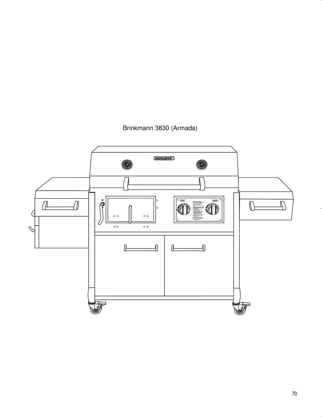 Brinkmann CHARCOAL SMOKER CHARCOAL GRILL owner manual Brinkmann 3830 Armada 