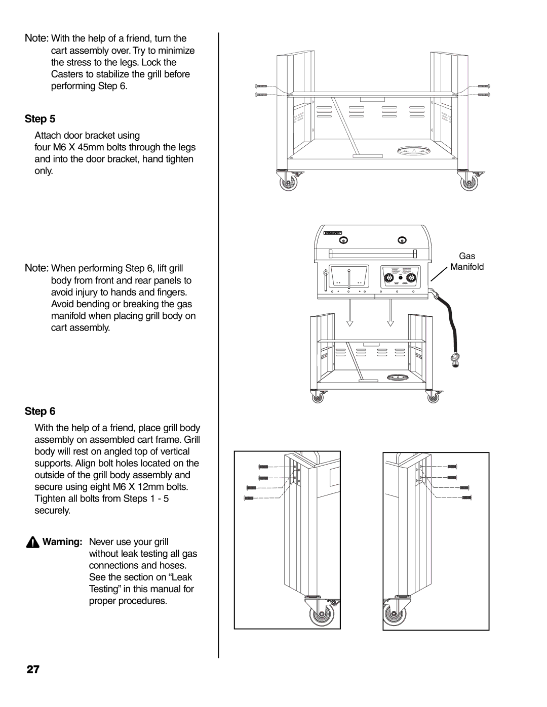 Brinkmann Charcoal/Gas Grill owner manual Gas Manifold 