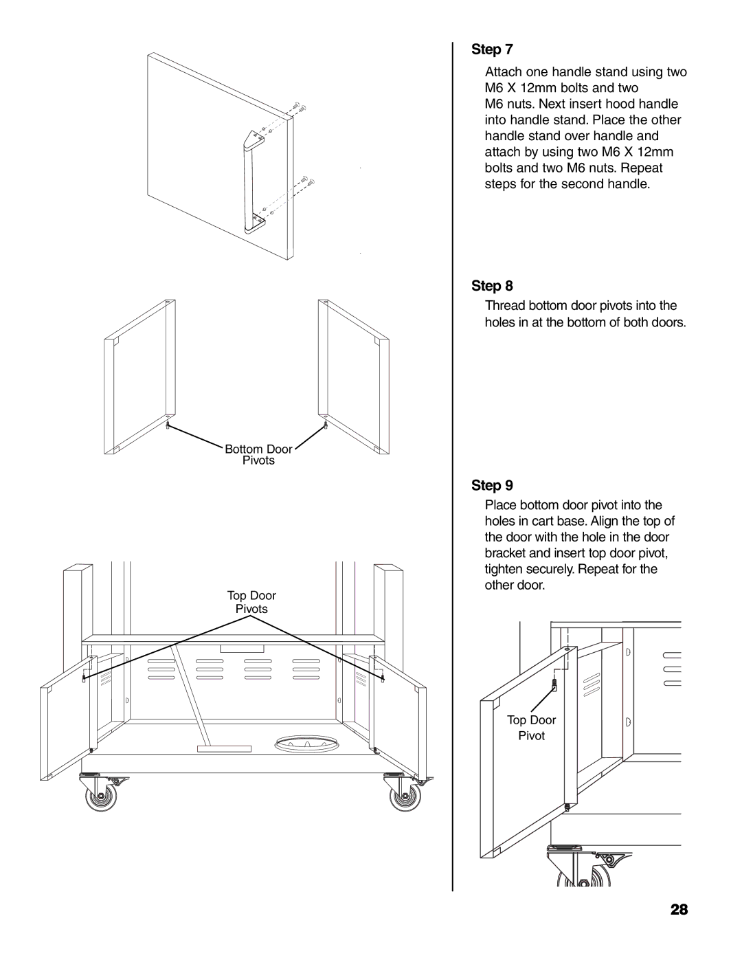 Brinkmann Charcoal/Gas Grill owner manual Bottom Door Pivots Top Door 