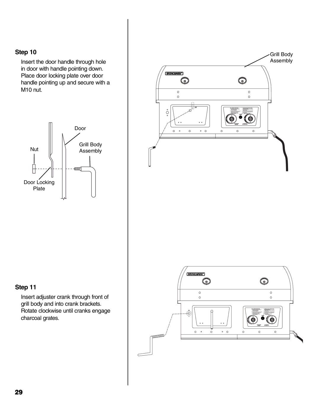 Brinkmann Charcoal/Gas Grill owner manual Door Grill Body NutAssembly Door Locking Plate 