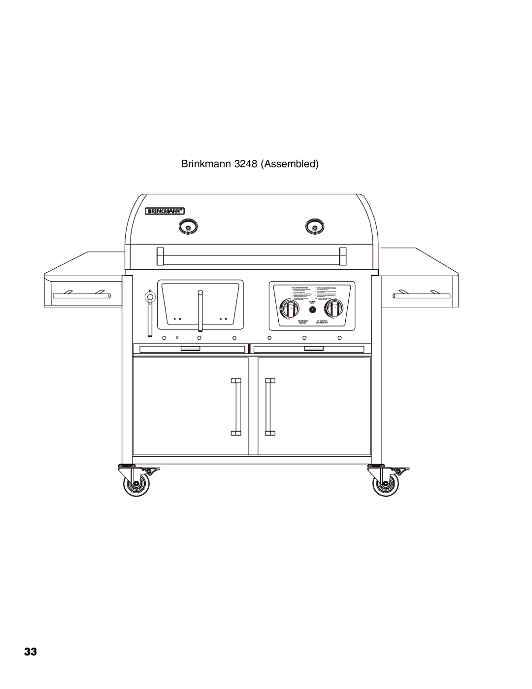 Brinkmann Charcoal/Gas Grill owner manual Brinkmann 3248 Assembled 