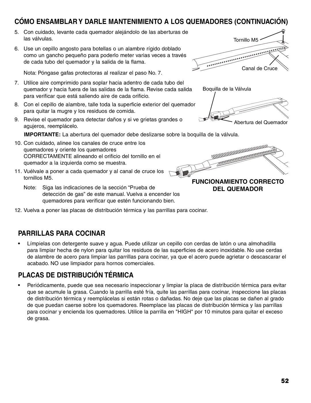 Brinkmann Charcoal/Gas Grill owner manual Parrillas Para Cocinar, Placas DE Distribución Térmica 