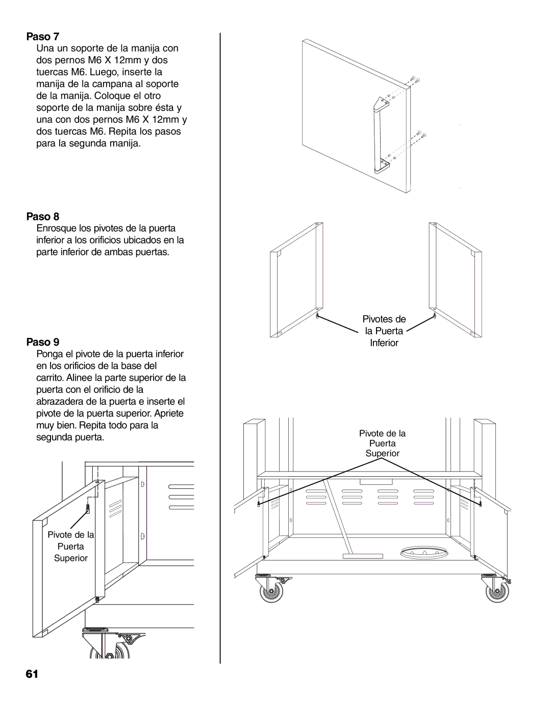 Brinkmann Charcoal/Gas Grill owner manual Pivotes de La Puerta Inferior 