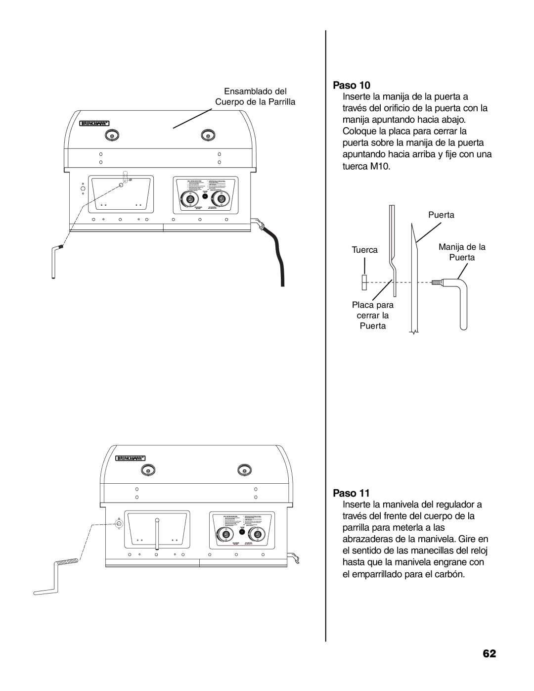 Brinkmann Charcoal/Gas Grill owner manual Ensamblado del Cuerpo de la Parrilla 