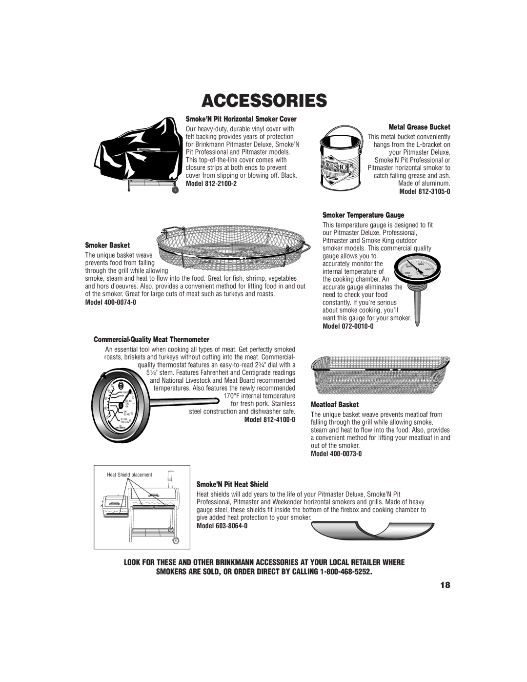 Brinkmann Charcoal/Wood Smoker Smoke’N Pit Horizontal Smoker Cover, Metal Grease Bucket, Smoker Basket, Meatloaf Basket 