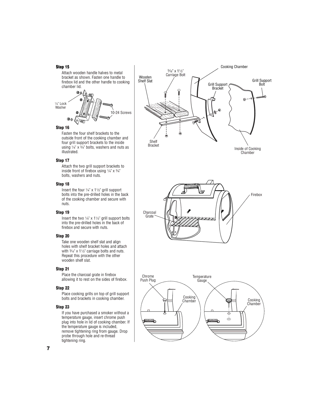 Brinkmann Charcoal/Wood Smoker owner manual ⁄16 x 