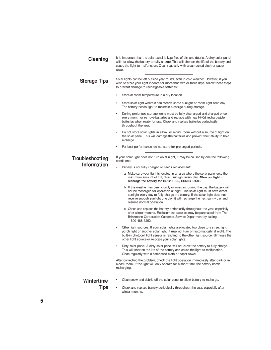 Brinkmann ENDURA owner manual Cleaning Storage Tips, Wintertime Tips 