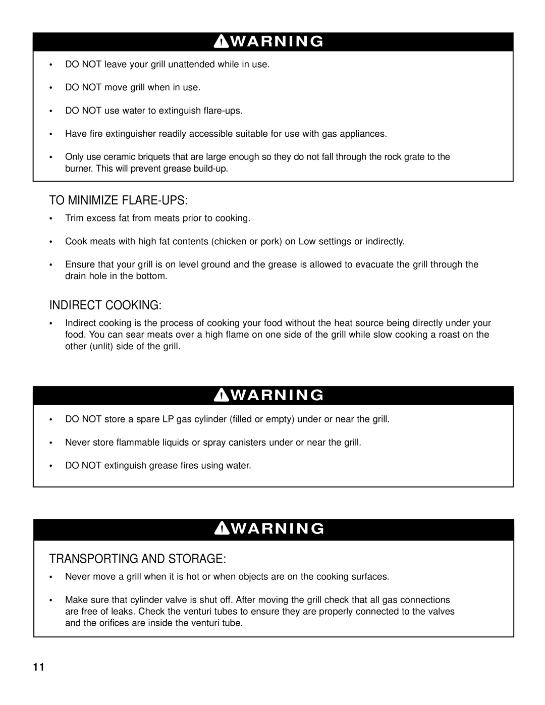 Brinkmann Gas Grill King owner manual To Minimize FLARE-UPS, Indirect Cooking, Transporting and Storage 