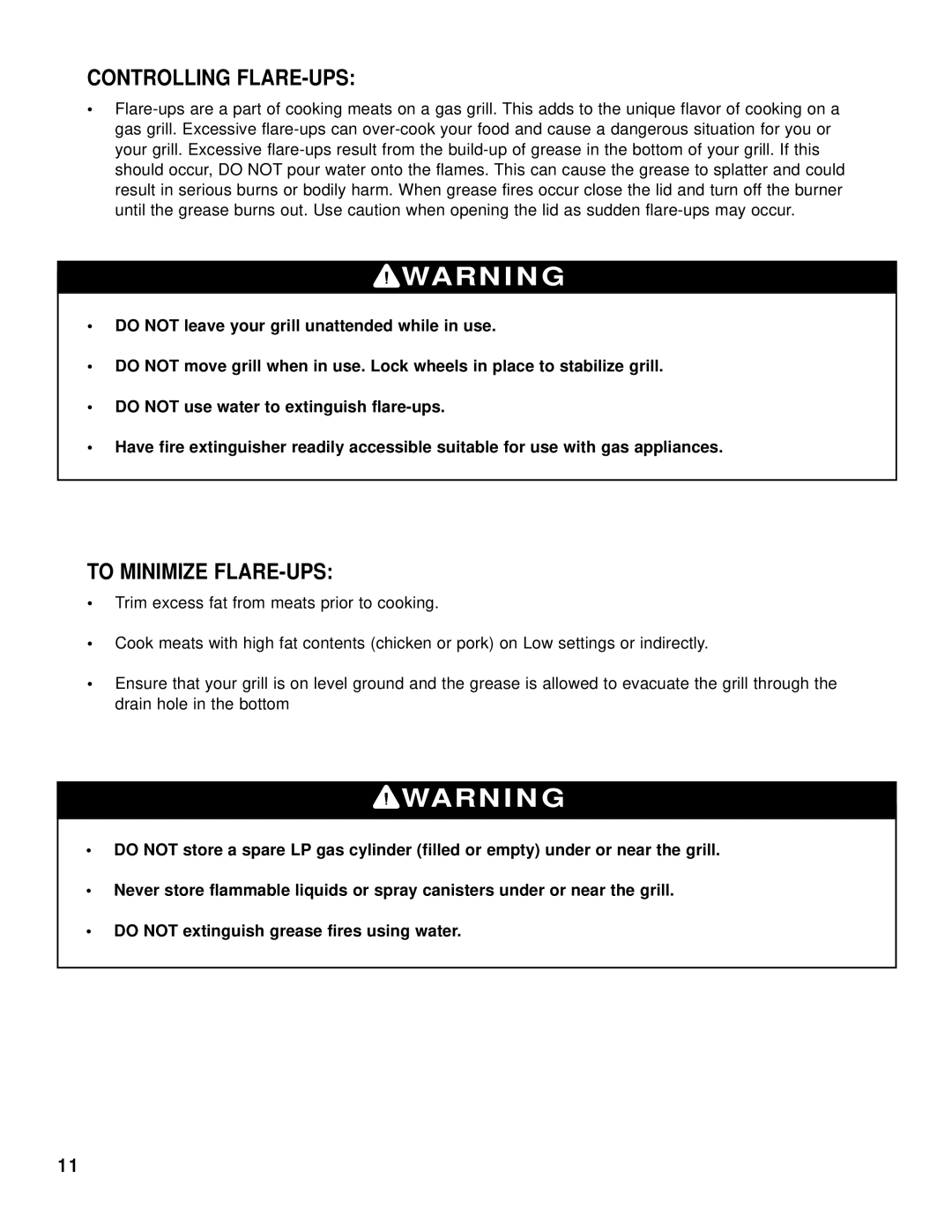 Brinkmann Gas Kettle Grill owner manual Controlling FLARE-UPS, To Minimize FLARE-UPS 