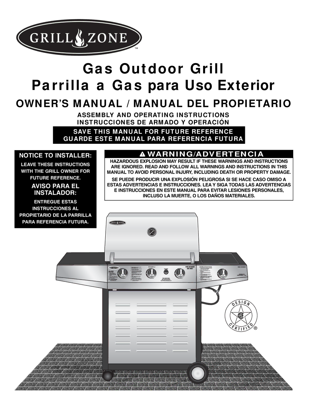 Brinkmann owner manual Gas Outdoor Grill Parrilla a Gas para Uso Exterior 