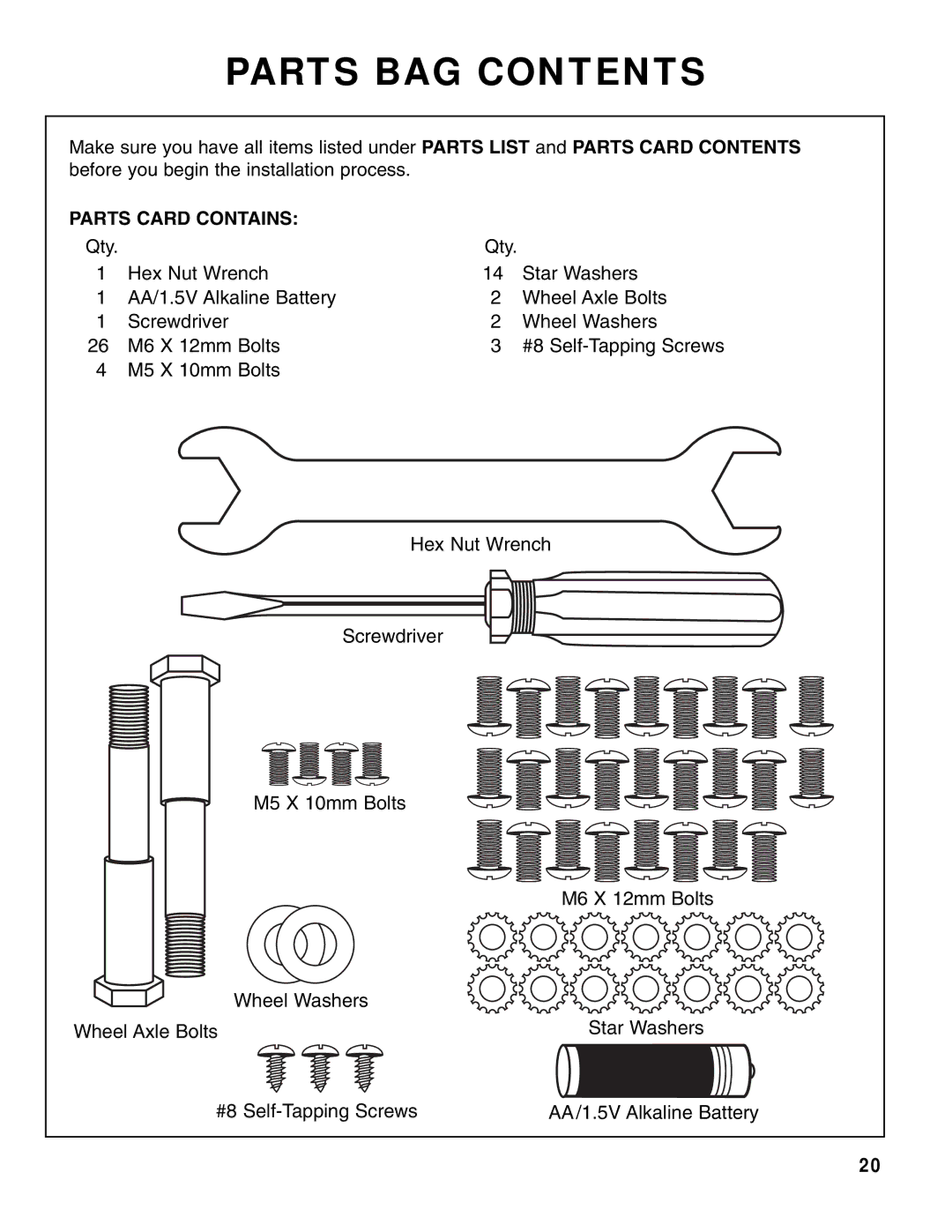 Brinkmann Gas Outdoor Grill owner manual Parts BAG Contents 