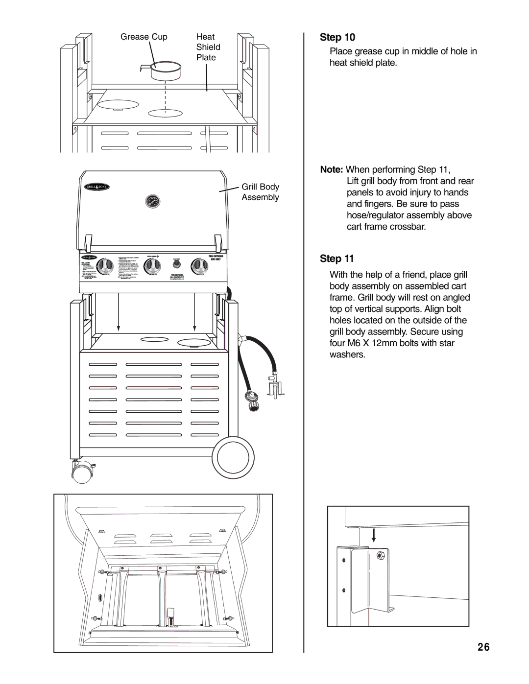 Brinkmann Gas Outdoor Grill owner manual Grease Cup Heat Shield Plate Grill Body Assembly 