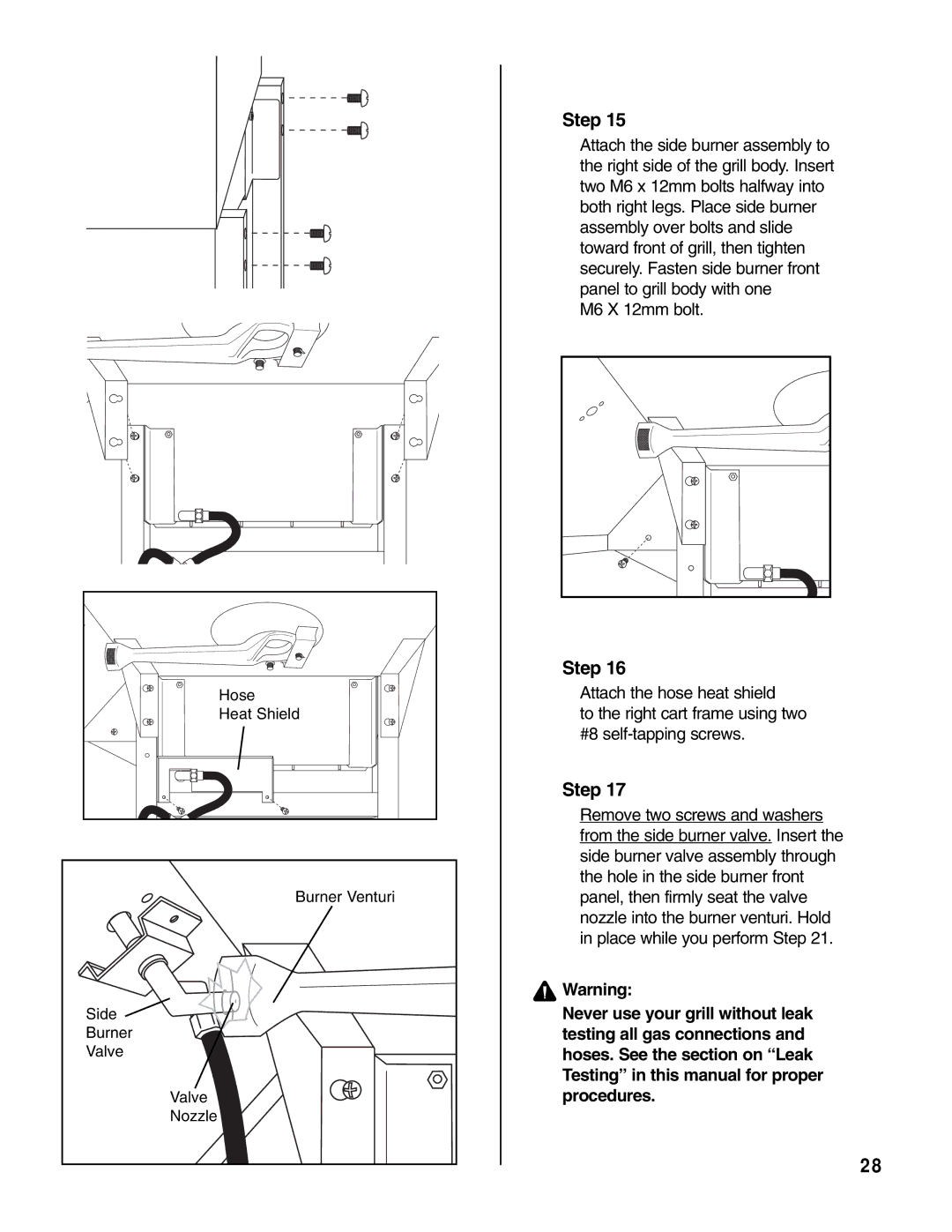 Brinkmann Gas Outdoor Grill owner manual M6 X 12mm bolt 