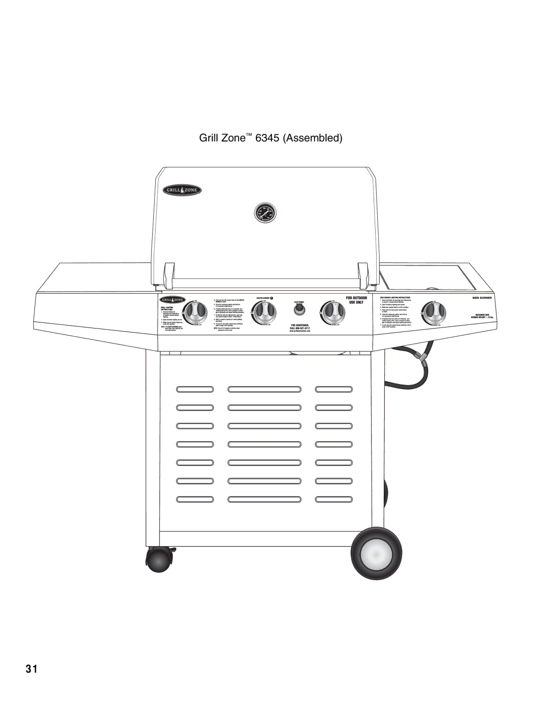 Brinkmann Gas Outdoor Grill owner manual Grill Zone 6345 Assembled 