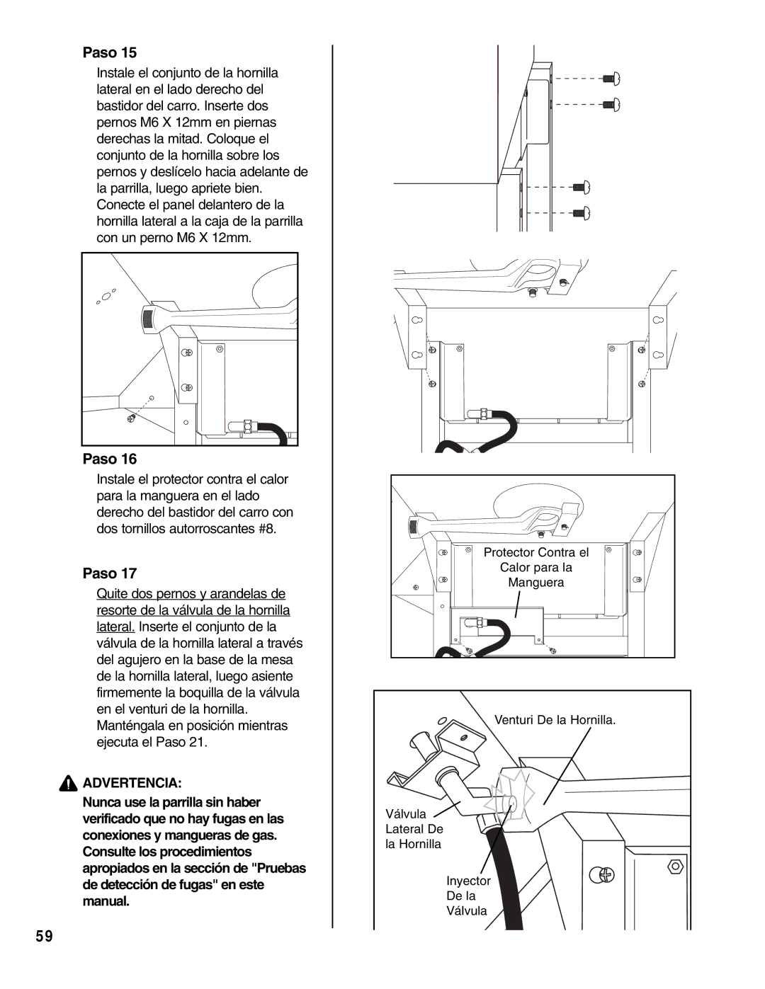 Brinkmann Gas Outdoor Grill owner manual Advertencia 