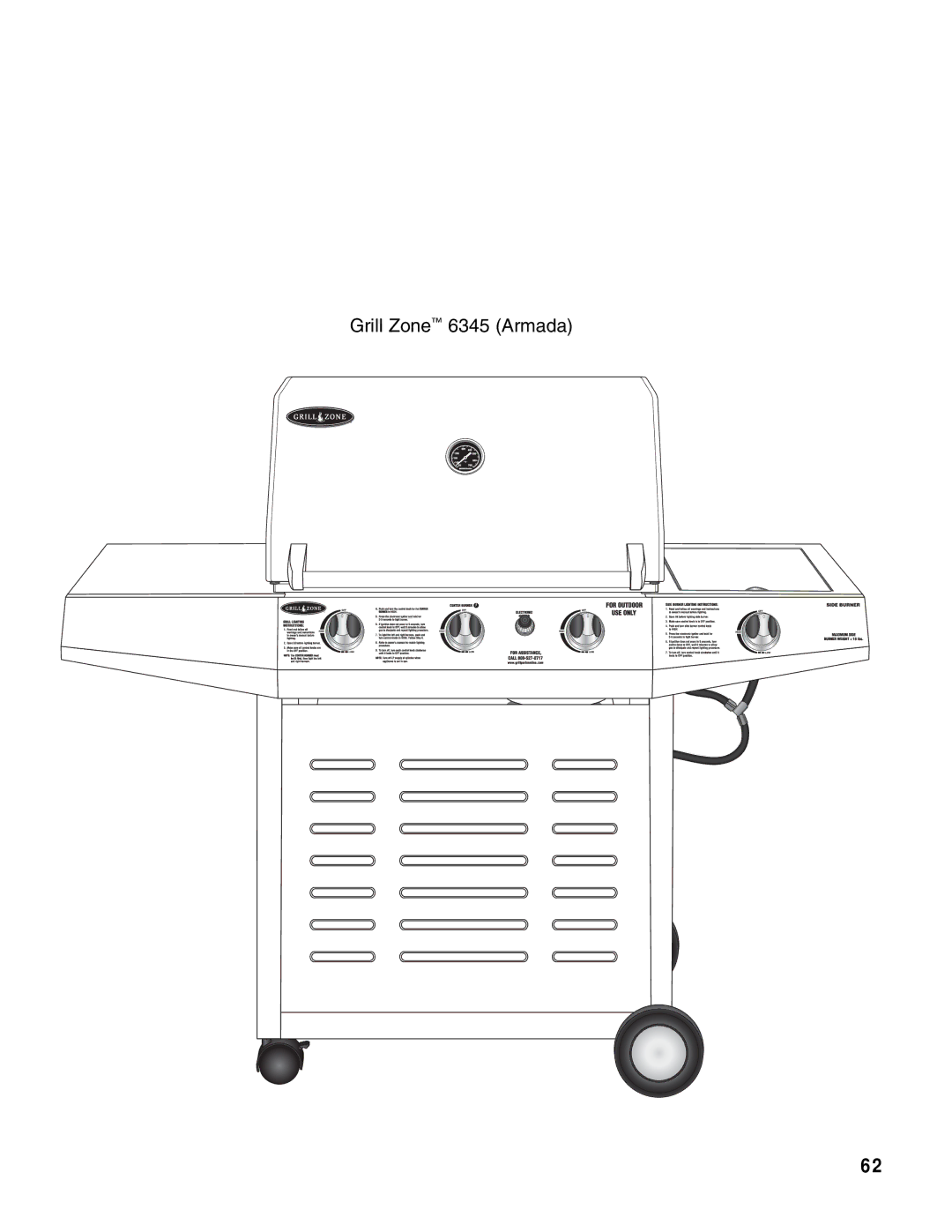 Brinkmann Gas Outdoor Grill owner manual Grill Zone 6345 Armada 