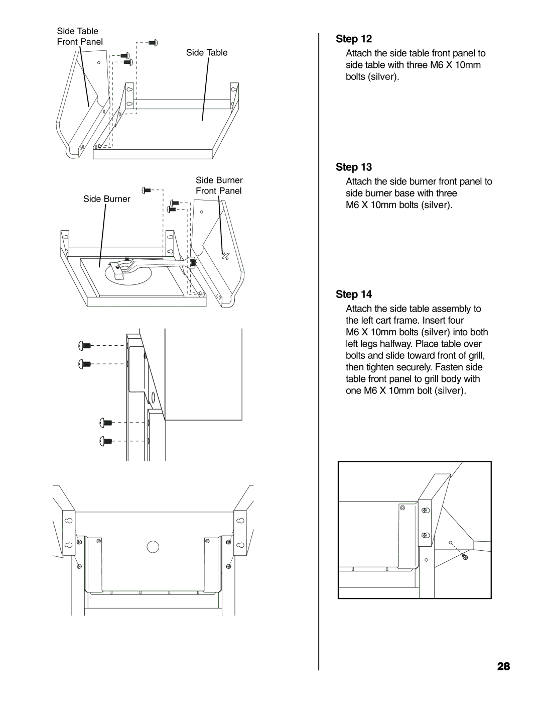 Brinkmann Gourmet Series owner manual Side Table Front Panel Side Burner 