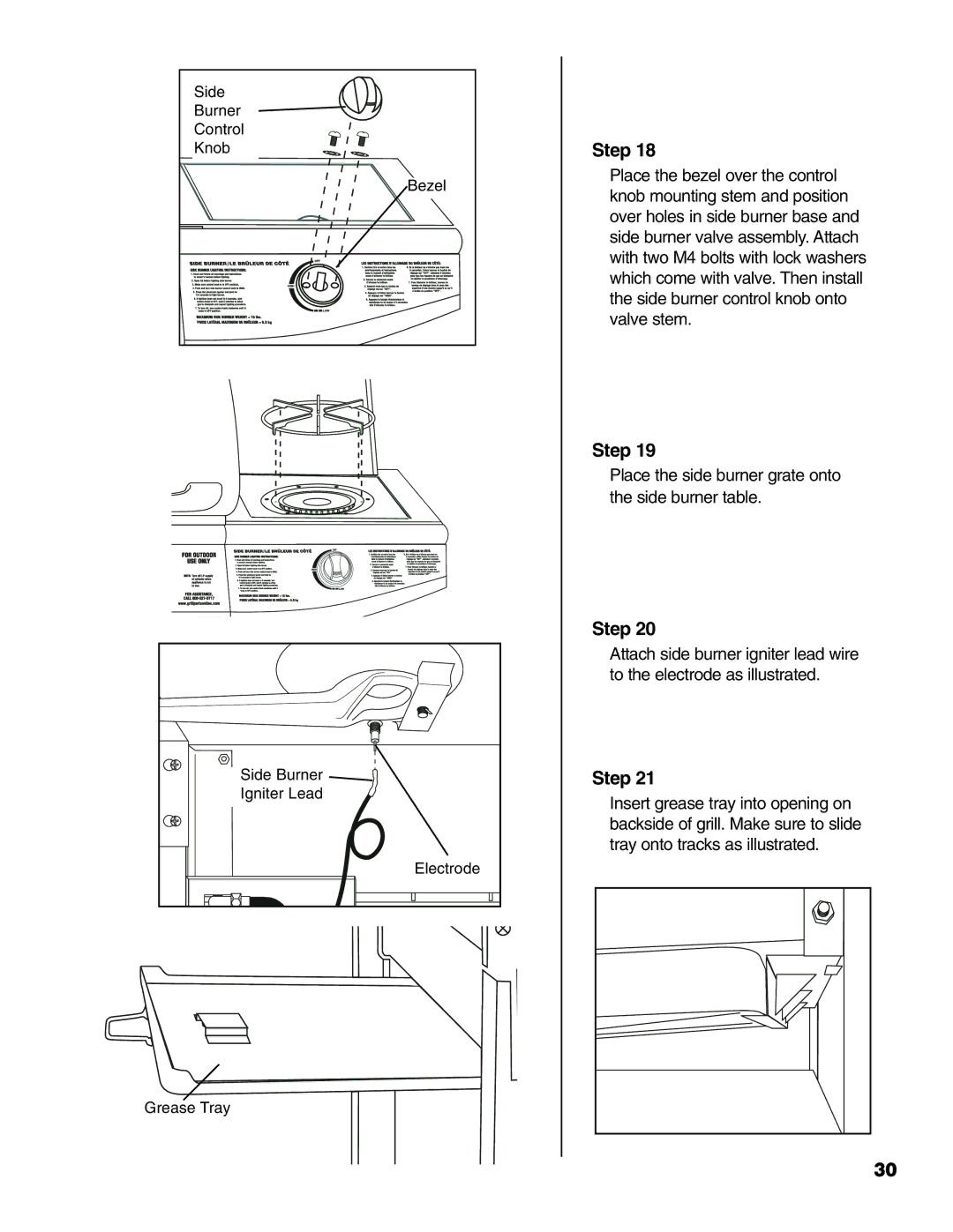 Brinkmann Gourmet Series owner manual Place the side burner grate onto the side burner table 