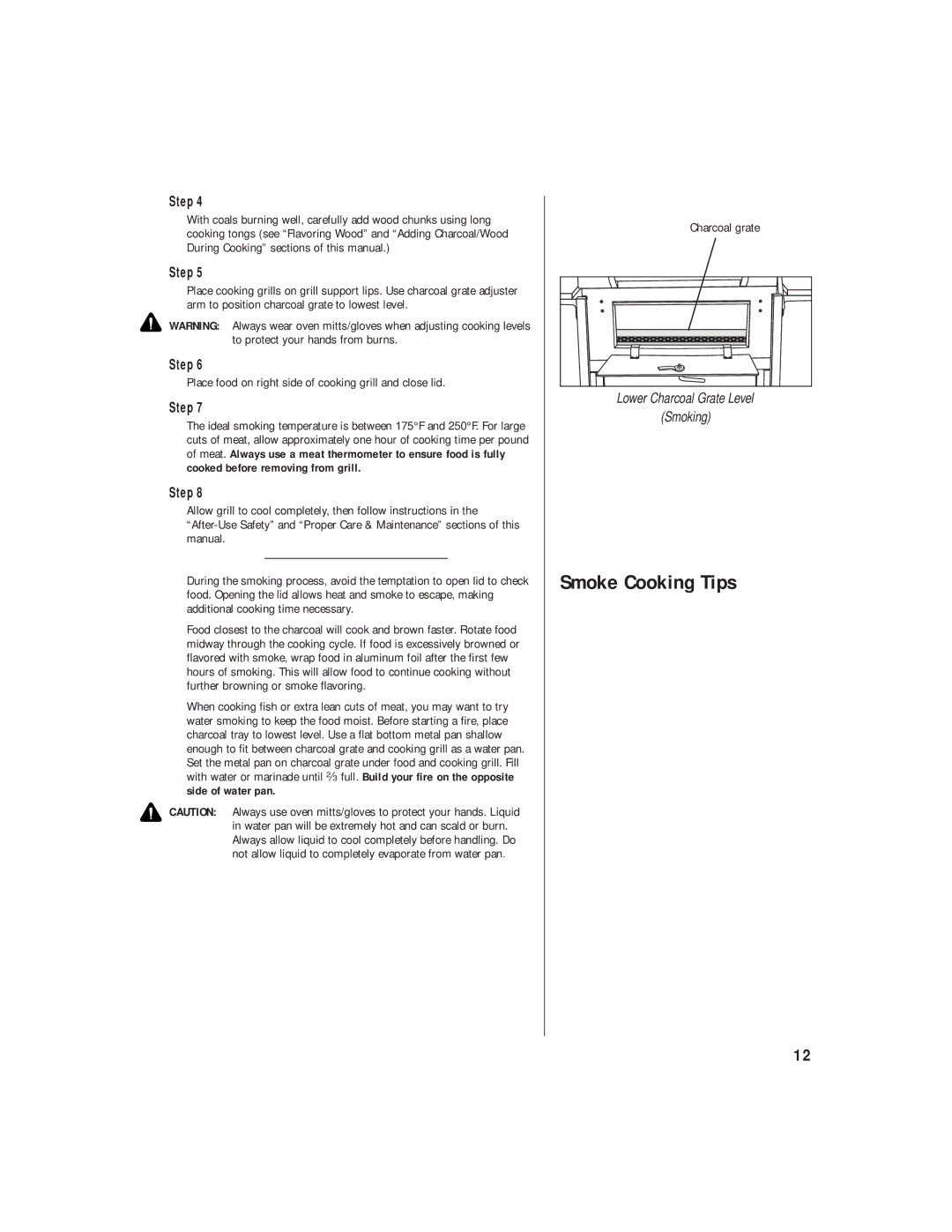 Brinkmann Heavy-Duty Charcoal Grill owner manual Smoke Cooking Tips 