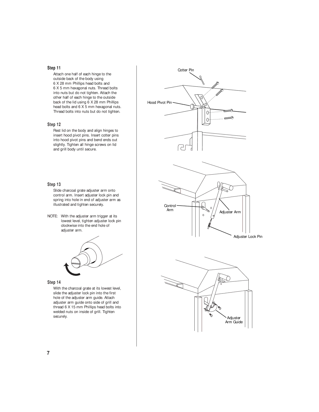 Brinkmann Heavy-Duty Charcoal Grill owner manual Cotter Pin Hood Pivot Pin 