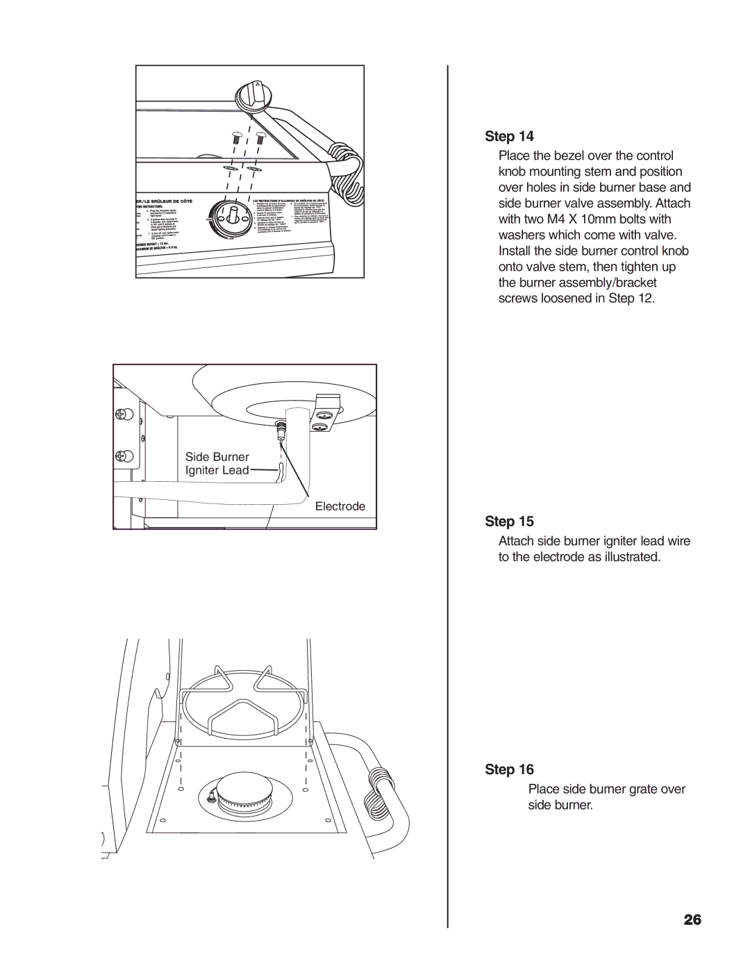 Brinkmann Heavy-Duty Natural Gas Grill owner manual Place side burner grate over side burner 