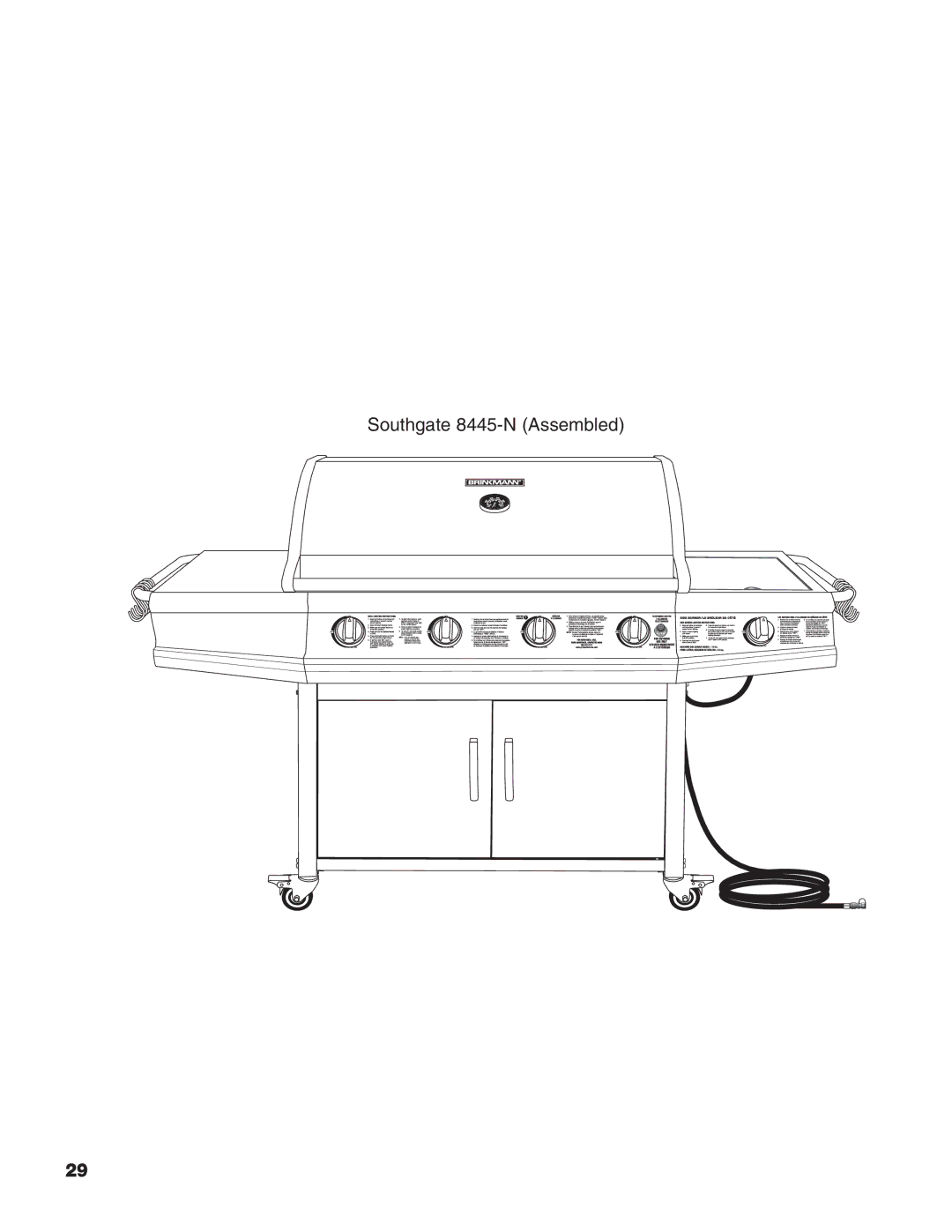 Brinkmann Heavy-Duty Natural Gas Grill owner manual Southgate 8445-N Assembled 