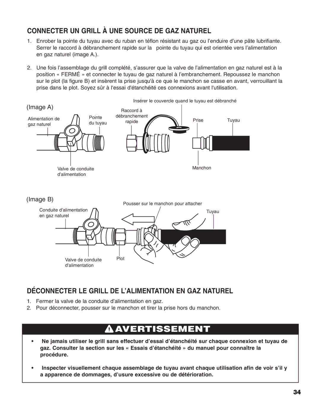 Brinkmann Heavy-Duty Natural Gas Grill owner manual Connecter UN Grill À UNE Source DE GAZ Naturel 