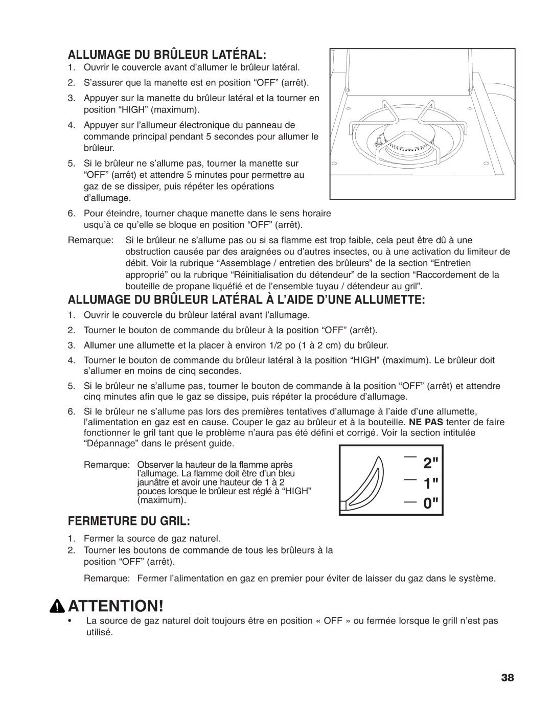 Brinkmann Heavy-Duty Natural Gas Grill Allumage DU Brûleur Latéral À L’AIDE D’UNE Allumette, Fermeture DU Gril 