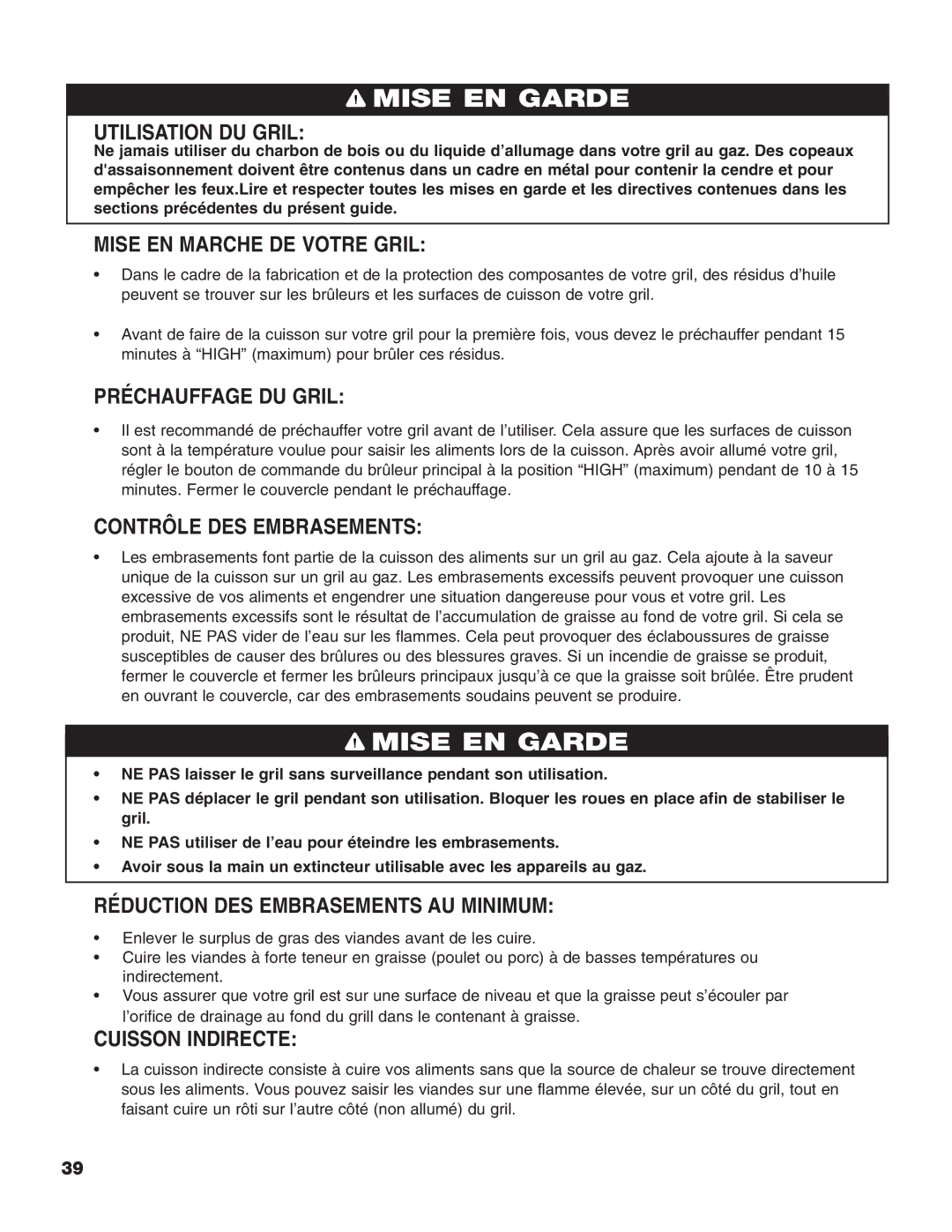 Brinkmann Heavy-Duty Natural Gas Grill owner manual Utilisation DU Gril, Mise EN Marche DE Votre Gril, Préchauffage DU Gril 